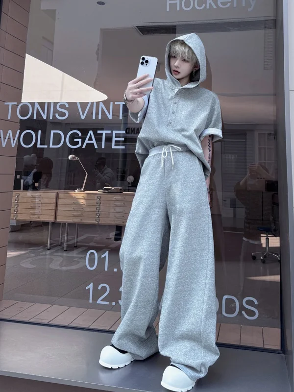 Summer American High Street Casual Hoodie ort Sve Sweatirt Color Blo Wide Leg Floor Length Pants Two Piece Set Sport...
Summer American High Street Casual Hoodie ort Sve Sweatirt Color Blo Wide Leg Floor Length Pants Two Piece Set Sport...