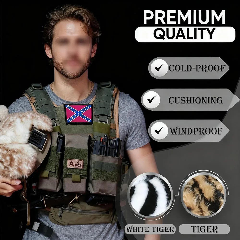 Tiger Pattern High Cut Tactical Helmet Cover, Bionic Fur Warm Snow Helmet Cushion Cover for Airsoft Paintball Outdoor Action
Tiger Pattern High Cut Tactical Helmet Cover, Bionic Fur Warm Snow Helmet Cushion Cover for Airsoft Paintball Outdoor Action