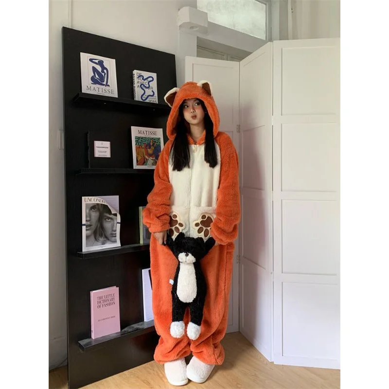 Autumn Winter Cartoon Onesie Women's Coral Fleece Lined Thickened Loose Comfortable Warm Home Clothes Sleepwear
Autumn Winter Cartoon Onesie Women's Coral Fleece Lined Thickened Loose Comfortable Warm Home Clothes Sleepwear