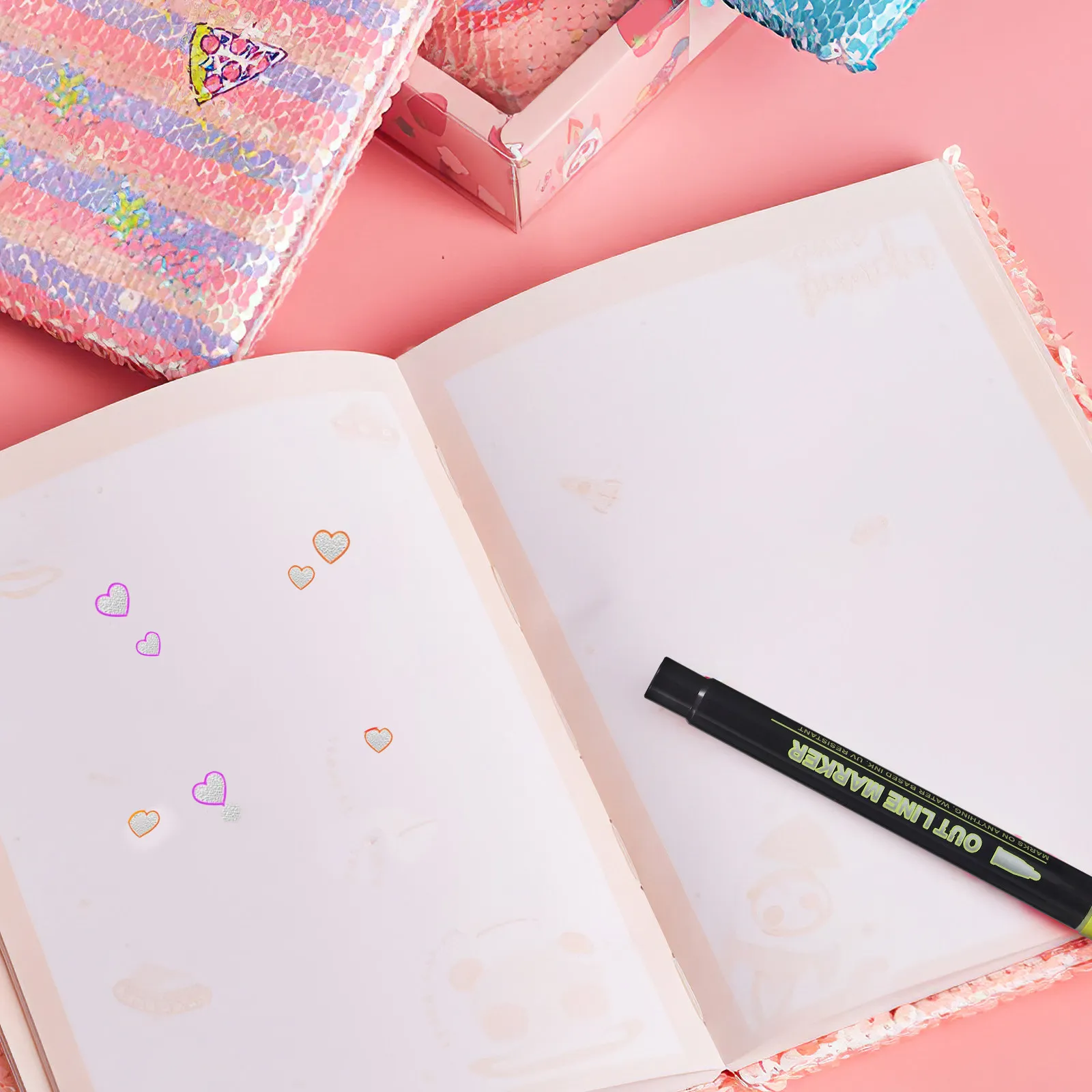24Pcs Double Line Glitter Markers Shiny Shimmer Coloring Pens Metallic Effect Outline Drawing Pens for Note Taking Art
24Pcs Double Line Glitter Markers Shiny Shimmer Coloring Pens Metallic Effect Outline Drawing Pens for Note Taking Art
