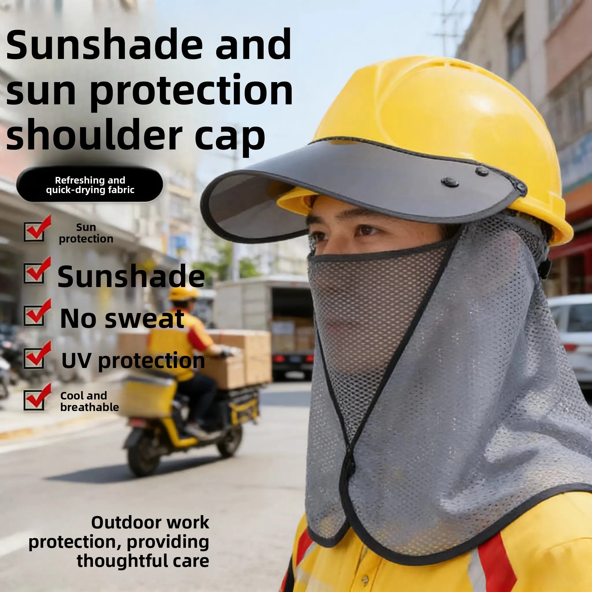 Outdoor Safety Hat Sunshade UV Protection Cap with Brim Construction Site Sunscreen Shoulder Wrap Summer Cap for Men And Women
Outdoor Safety Hat Sunshade UV Protection Cap with Brim Construction Site Sunscreen Shoulder Wrap Summer Cap for Men And Women