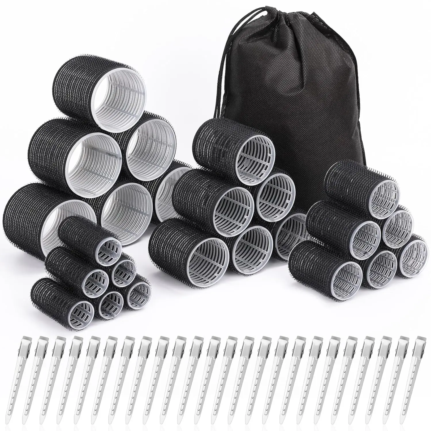 24-Piece Self-Grip Hair Rollers Set with Clips - 4 Sizes for All Hair Lengths
24-Piece Self-Grip Hair Rollers Set with Clips - 4 Sizes for All Hair Lengths