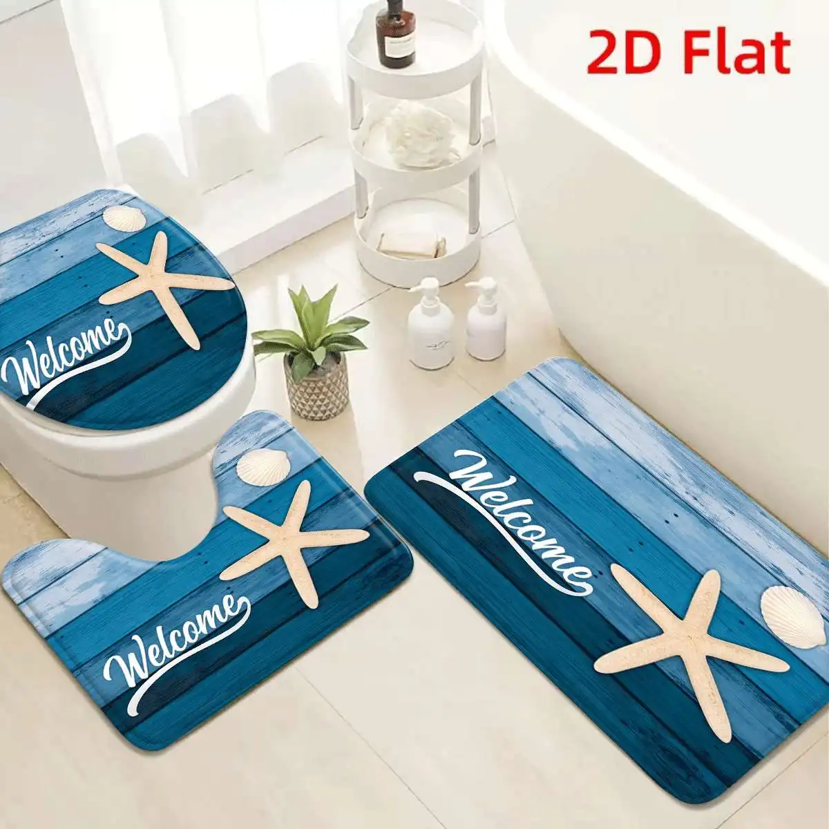 Coastal Blue Wood Grain Starfish Welcome Bath Mat Non Slip Absorbent Toilet Rug with Lid Cover for Bathroom Washable Flannel
Coastal Blue Wood Grain Starfish Welcome Bath Mat Non Slip Absorbent Toilet Rug with Lid Cover for Bathroom Washable Flannel