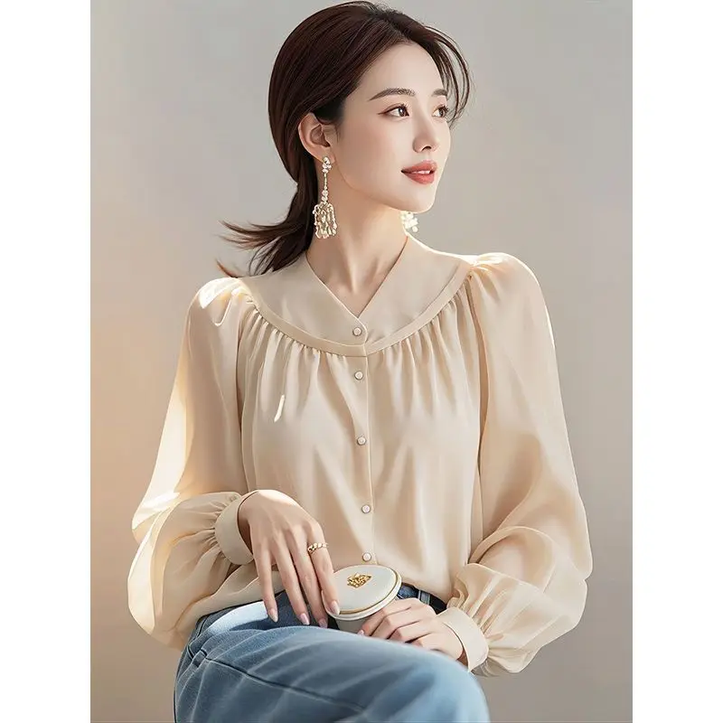 Long Sleeve Shirts Womens Satin Ruffled Button Down Tops Pleated Hem Polka Dot Lantern Sleeves Preppy Feminine Retro French
Long Sleeve Shirts Womens Satin Ruffled Button Down Tops Pleated Hem Polka Dot Lantern Sleeves Preppy Feminine Retro French