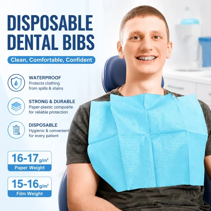 Disposable Dental Bibs Waterproof Tattoo Table Covers 3-Ply 2 Paper 1 Film Cartoon Patient Scarf Dental Clinic Accessories
Disposable Dental Bibs Waterproof Tattoo Table Covers 3-Ply 2 Paper 1 Film Cartoon Patient Scarf Dental Clinic Accessories