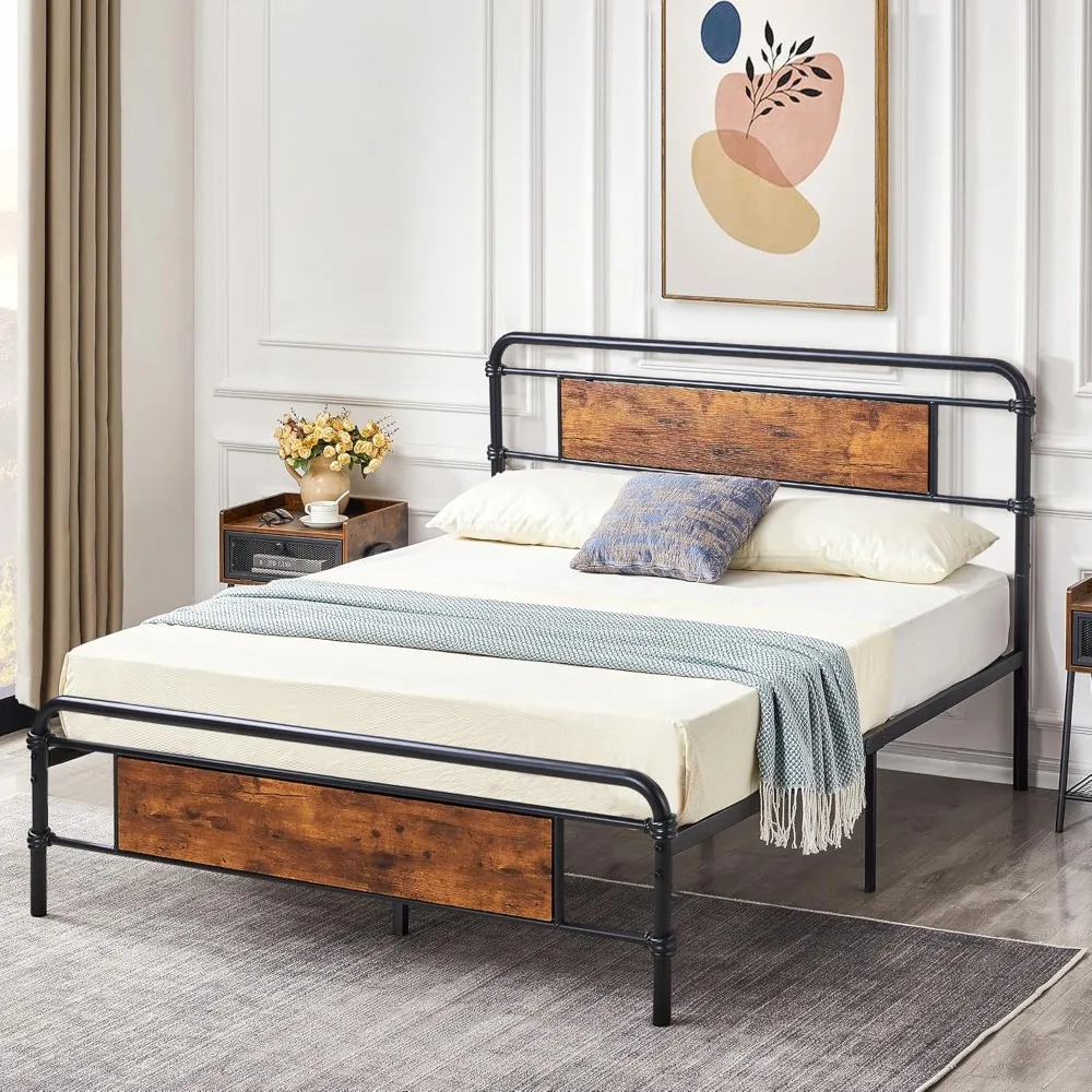 13.6" High Queen Bed Frame with Wood Headboard and Footboard,Queen Size Metal Platform/Strong Slats Support Bed Frame
13.6" High Queen Bed Frame with Wood Headboard and Footboard,Queen Size Metal Platform/Strong Slats Support Bed Frame
