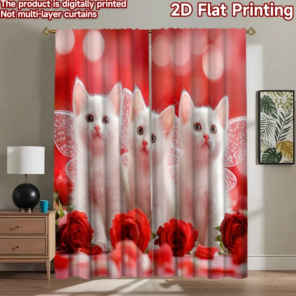 2D flat printing 2pcs Curtains Cute White Kittens Red Roses Digital Printed Polyester Drapes Family Party Decoration Use for
2D flat printing 2pcs Curtains Cute White Kittens Red Roses Digital Printed Polyester Drapes Family Party Decoration Use for