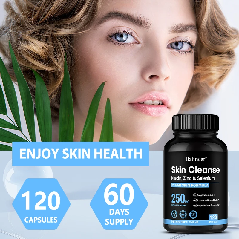 Skin Clearing Supplement - with Niacin, Zinc, Selenium - Fights Facial Acne for Men, Women & Teens
Skin Clearing Supplement - with Niacin, Zinc, Selenium - Fights Facial Acne for Men, Women & Teens