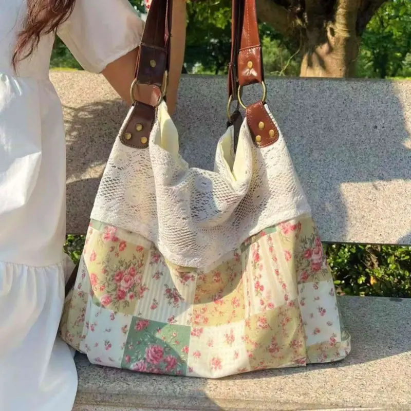 Sweet Cute Floral Lace Tote Bag Women Patchwork Large Capacity Shoulder Bag Ladies Japanese Harajuku Versatile Underarm Bag Chic
Sweet Cute Floral Lace Tote Bag Women Patchwork Large Capacity Shoulder Bag Ladies Japanese Harajuku Versatile Underarm Bag Chic