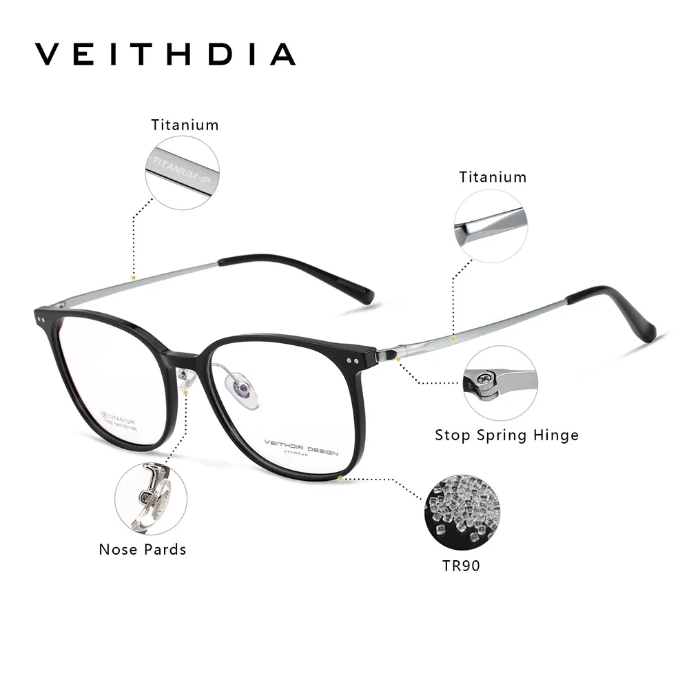 VEITHDIA Glasses Optical Titanium+TR90 Customizable Prescription Lenses Eyeglasses Men Women Myopia Computer Eyewear V07109
VEITHDIA Glasses Optical Titanium+TR90 Customizable Prescription Lenses Eyeglasses Men Women Myopia Computer Eyewear V07109