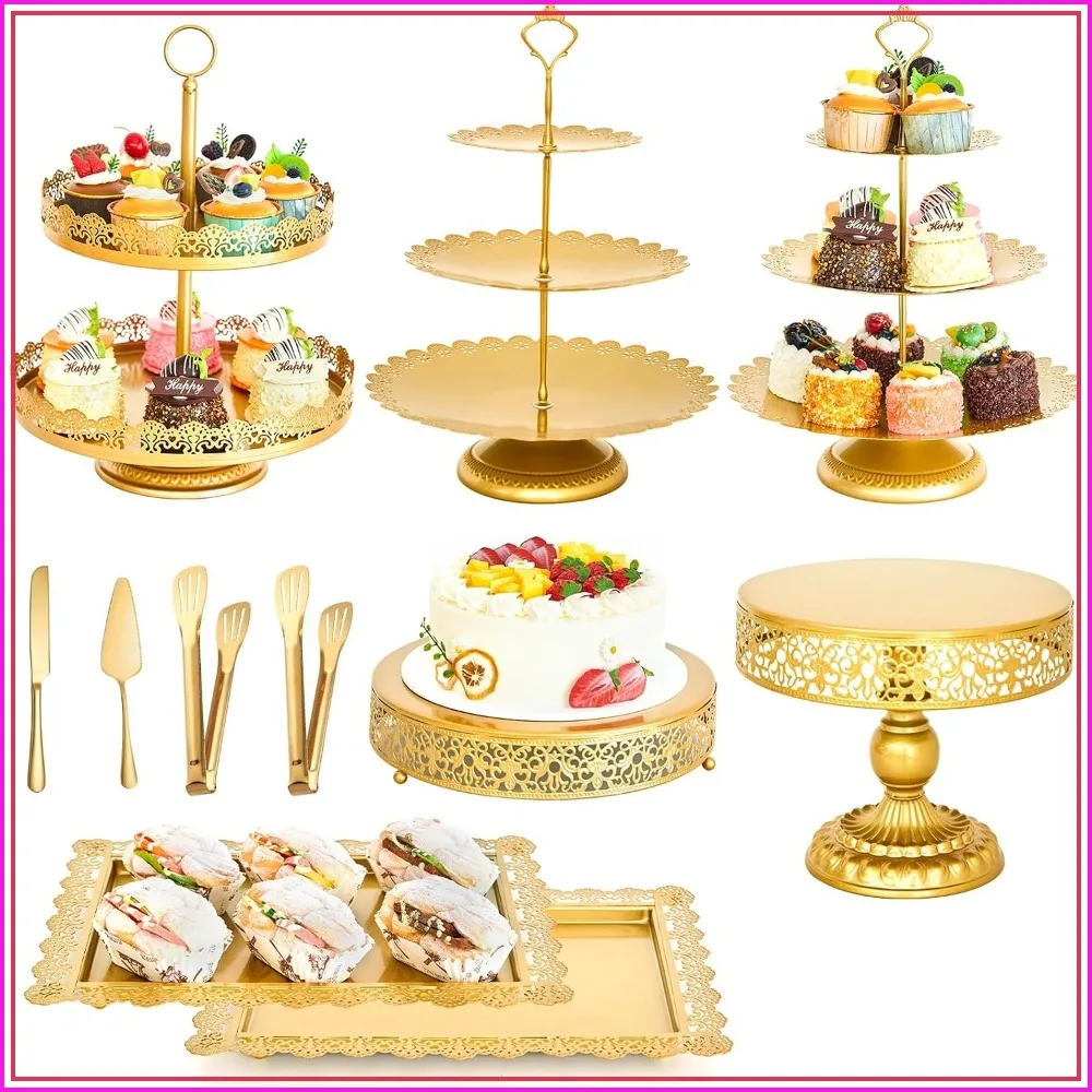11 Pcs Gold Cake Stand Set for Wedding, Birthday Dessert Table Display, Metal Square Trays & Cupcake Tower
11 Pcs Gold Cake Stand Set for Wedding, Birthday Dessert Table Display, Metal Square Trays & Cupcake Tower