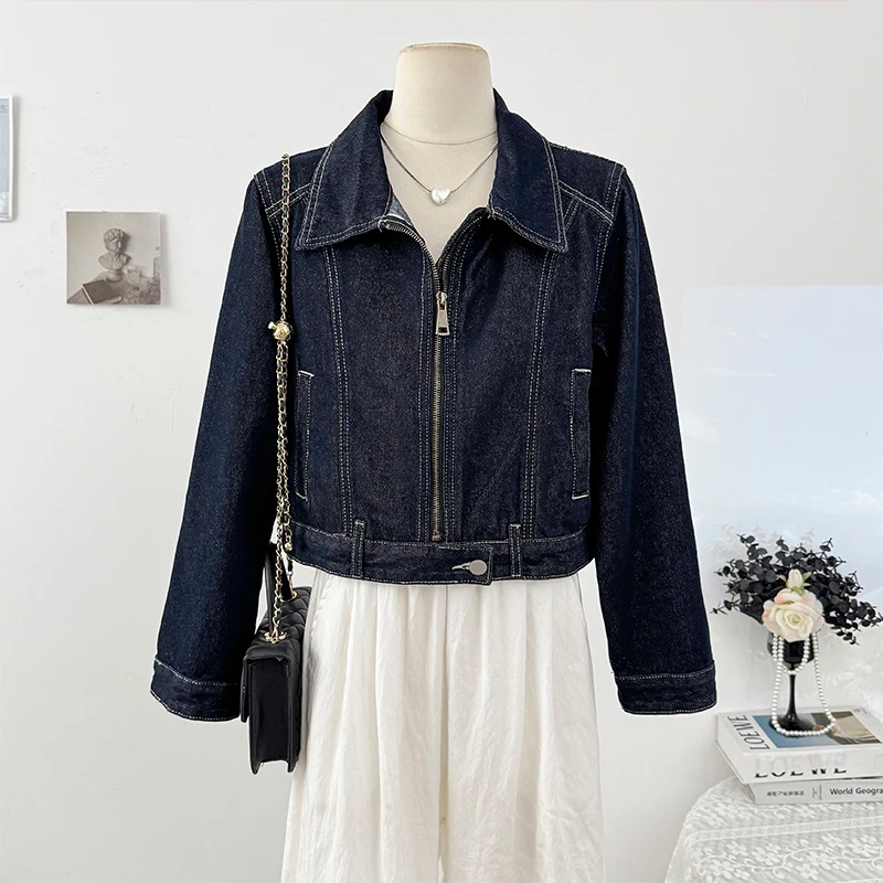 Women's Trendy Long-sleeved Coat Leisure Zipper Turn Down Collar Denim Jackets Retro Blue Classic Versatile Commuting Jacket
Women's Trendy Long-sleeved Coat Leisure Zipper Turn Down Collar Denim Jackets Retro Blue Classic Versatile Commuting Jacket