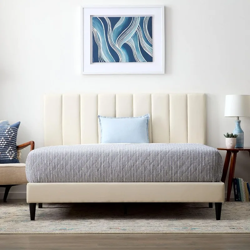 Bedframe with Vertical Channeled Headboard — Upholstered Platform Bed — Easy Assembly
Bedframe with Vertical Channeled Headboard — Upholstered Platform Bed — Easy Assembly
