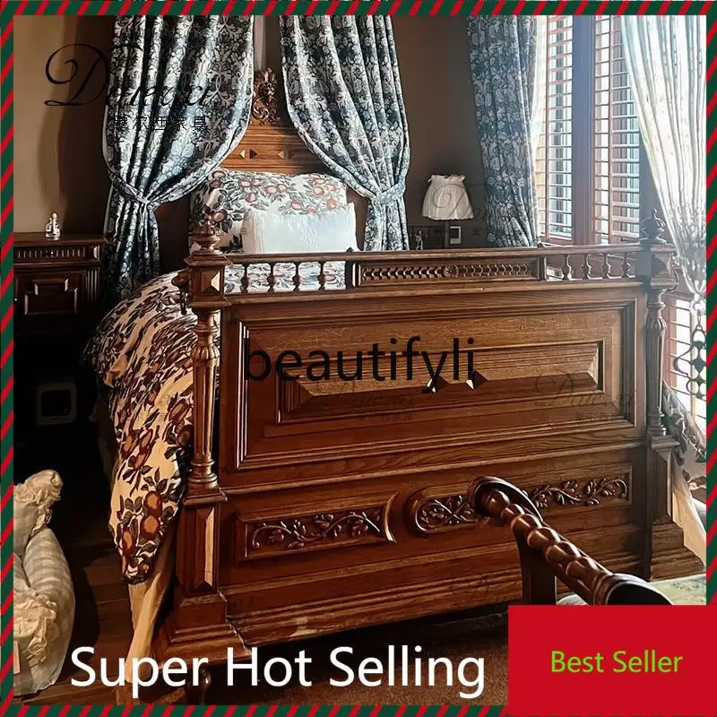 A71 American Retro Solid Wood Bed/Wabi-Sabi Style Carved Double Bed/Pastoral Style Vintage Master Bedroom Custom Large Bed
A71 American Retro Solid Wood Bed/Wabi-Sabi Style Carved Double Bed/Pastoral Style Vintage Master Bedroom Custom Large Bed