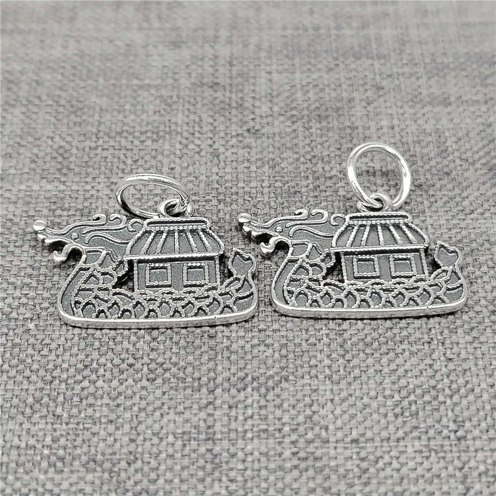 4 Sterling Silver Dragon Boat Charms 925 Silver Chinese Character Necklace Pendant
4 Sterling Silver Dragon Boat Charms 925 Silver Chinese Character Necklace Pendant