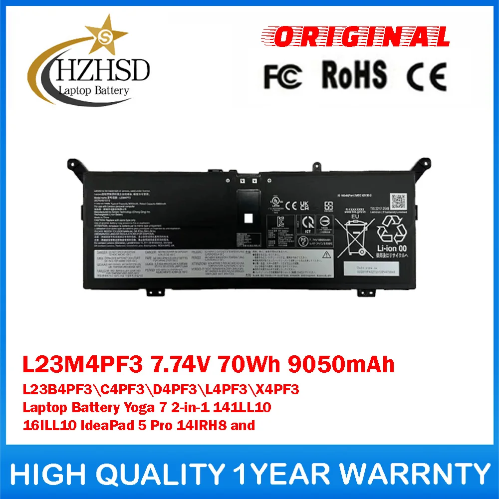 L23M4PF3 7.74V 70Wh 9050mAh L23B4PF3\C4PF3\D4PF3\L4PF3 Genuine Original Laptop Battery For Lenovo Yoga 7 2-in-1 141LL10 16ILL10
L23M4PF3 7.74V 70Wh 9050mAh L23B4PF3\C4PF3\D4PF3\L4PF3 Genuine Original Laptop Battery For Lenovo Yoga 7 2-in-1 141LL10 16ILL10