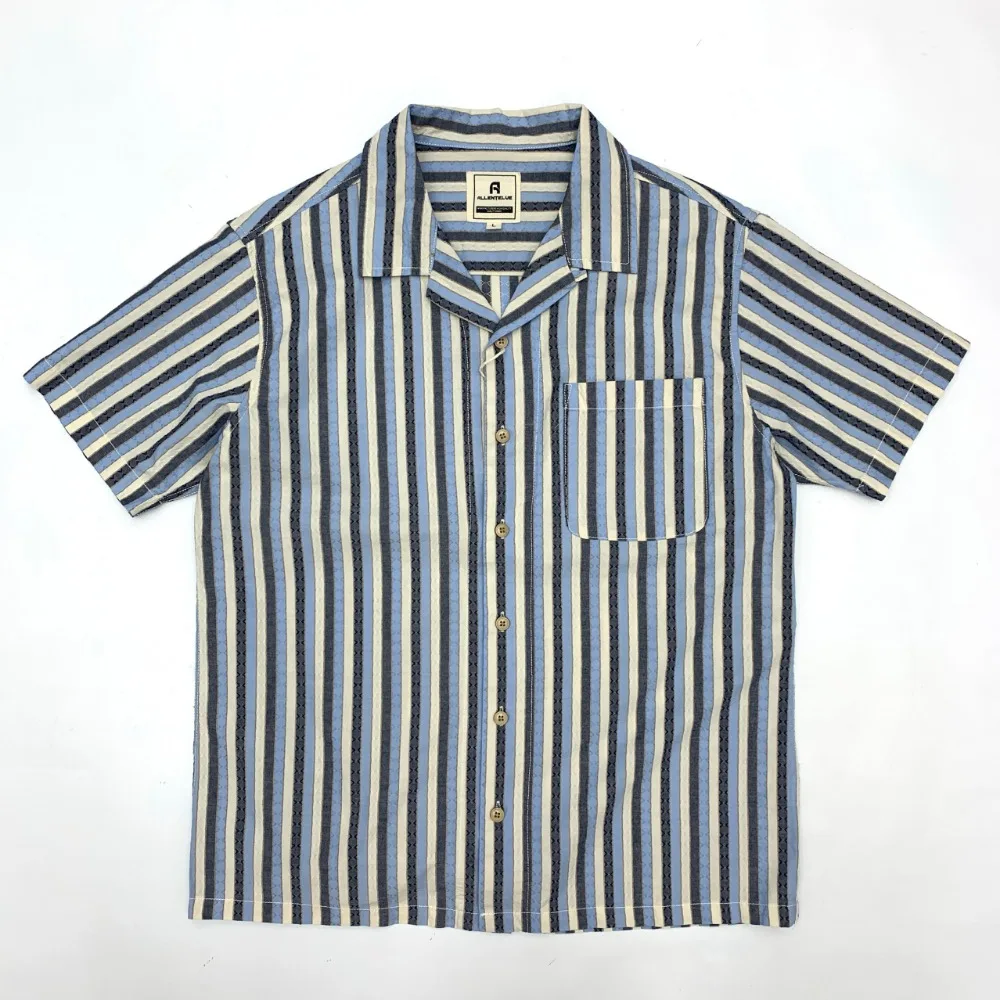 100% cotton woven striped short-sleeved shirt, men's Japanese-style retro loose half-sleeved shirt
100% cotton woven striped short-sleeved shirt, men's Japanese-style retro loose half-sleeved shirt