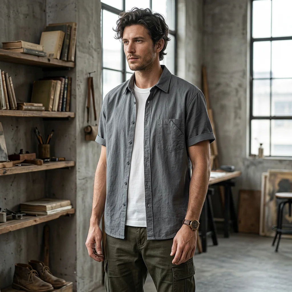 Men's Cotton Workwear Short Sleeve Button Down Shirts Male Regular Fit Casual Utility Chest Pockets Breathable Button Up Shirts
Men's Cotton Workwear Short Sleeve Button Down Shirts Male Regular Fit Casual Utility Chest Pockets Breathable Button Up Shirts