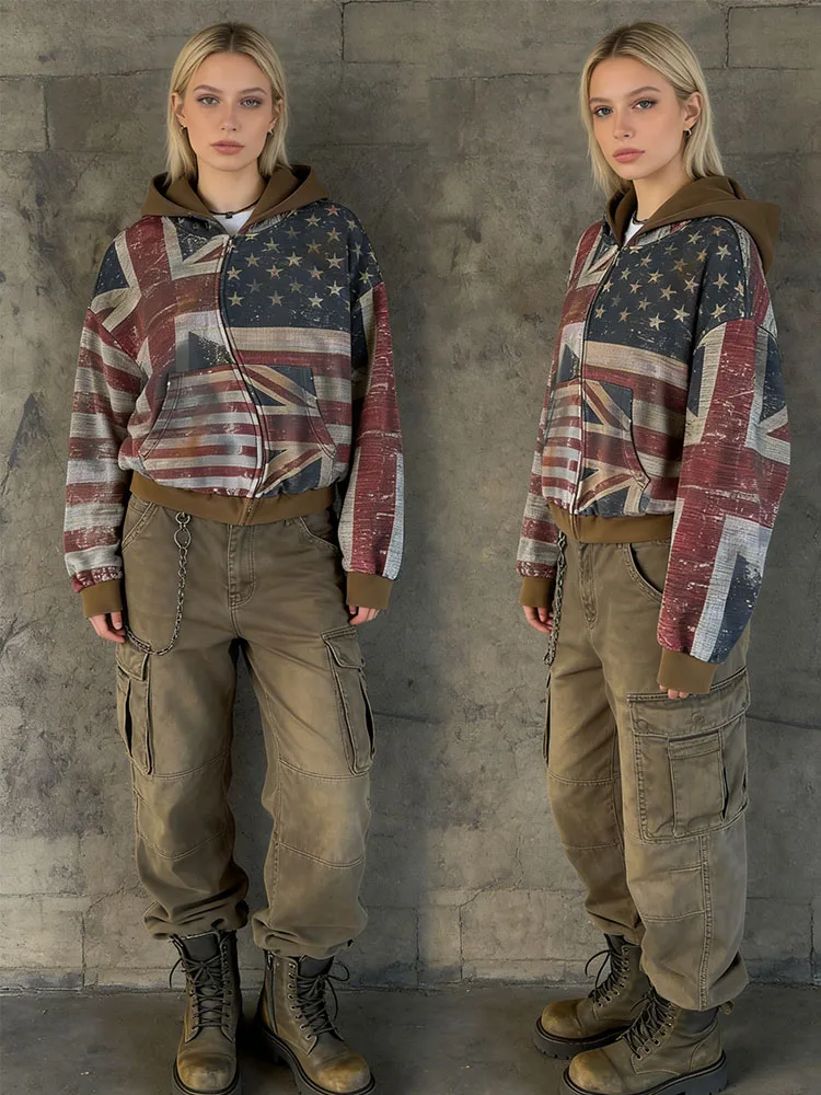 2026 New Women's Zipper Hoodie Retro Flag Printed Hoodie Sportswear Casual Street Wear Y2K Long Sleeve Top
2026 New Women's Zipper Hoodie Retro Flag Printed Hoodie Sportswear Casual Street Wear Y2K Long Sleeve Top