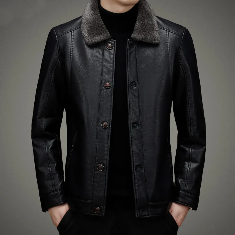 Men's Genuine Leather Jacket Thickened Fleece Lining Winter Style Button-Down for Middle-Aged Men
Men's Genuine Leather Jacket Thickened Fleece Lining Winter Style Button-Down for Middle-Aged Men