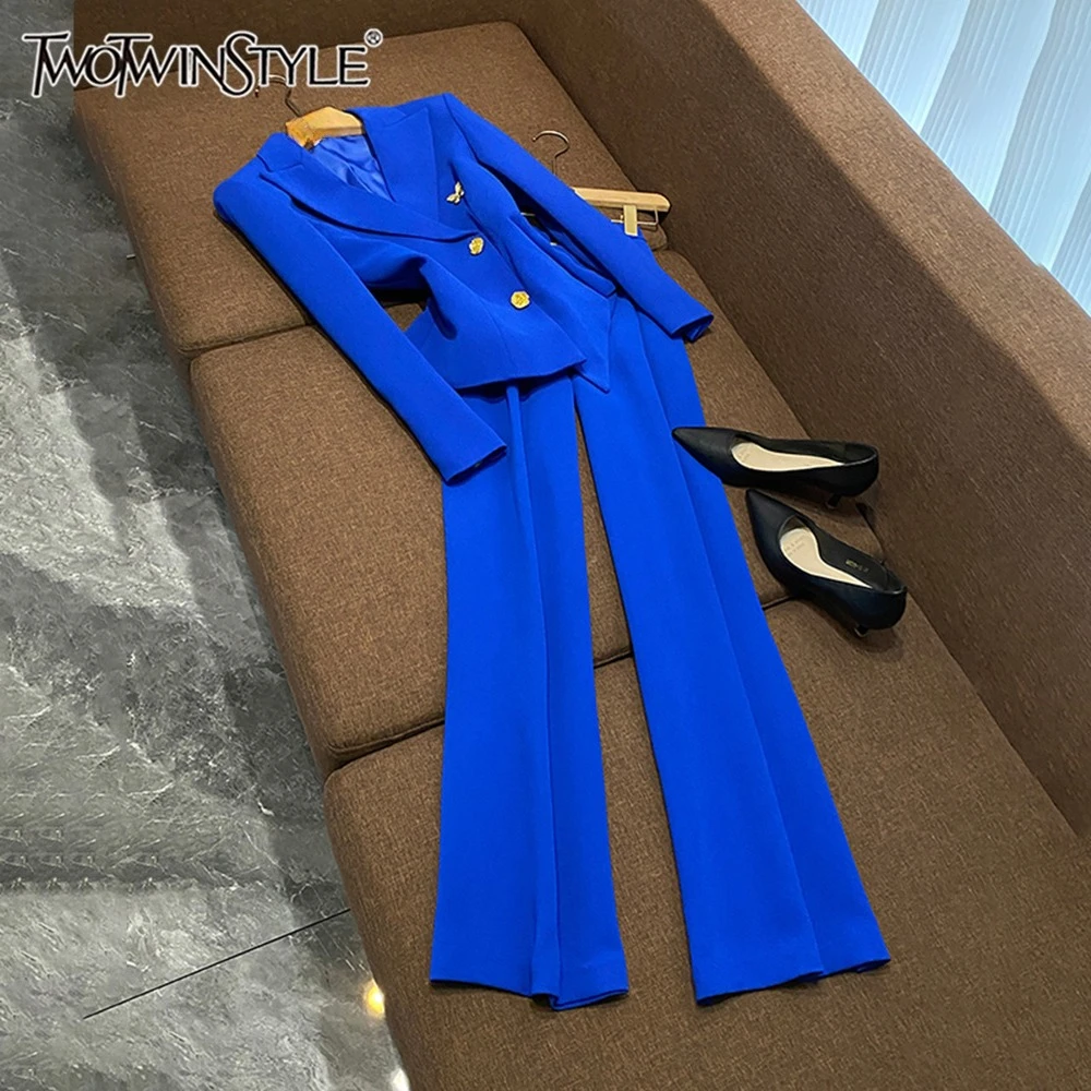 TWOTWINSTYLE Retro Two Piece Sets For Women Lapel Long Sleeve Top High Waist Pants Temperament Set Female Fashion New KSE508486
TWOTWINSTYLE Retro Two Piece Sets For Women Lapel Long Sleeve Top High Waist Pants Temperament Set Female Fashion New KSE508486