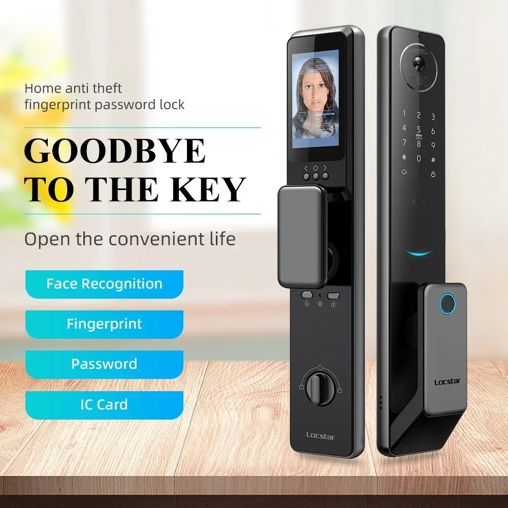 003 Locstar умный цифровой безопасный дверной замок с отпечатками пальцев Wi-Fi с 3D распознаванием лиц для дома
003 Locstar умный цифровой безопасный дверной замок с отпечатками пальцев Wi-Fi с 3D распознаванием лиц для дома