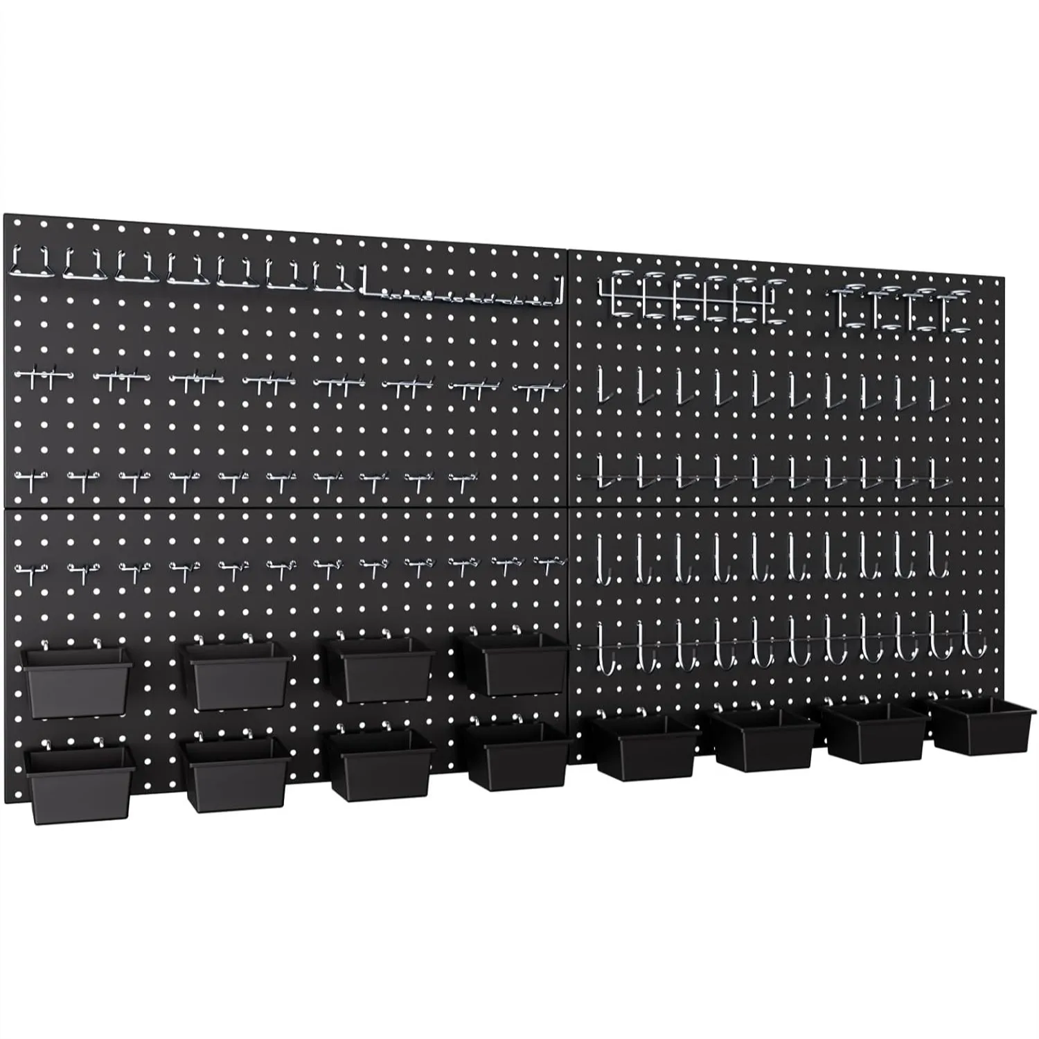 158PCS Metal Pegboard Wall Organizer, 48x24 Inch Black Pegboard Panels Tool Storage Kit with Hooks and Bins for Garage Workbench
158PCS Metal Pegboard Wall Organizer, 48x24 Inch Black Pegboard Panels Tool Storage Kit with Hooks and Bins for Garage Workbench