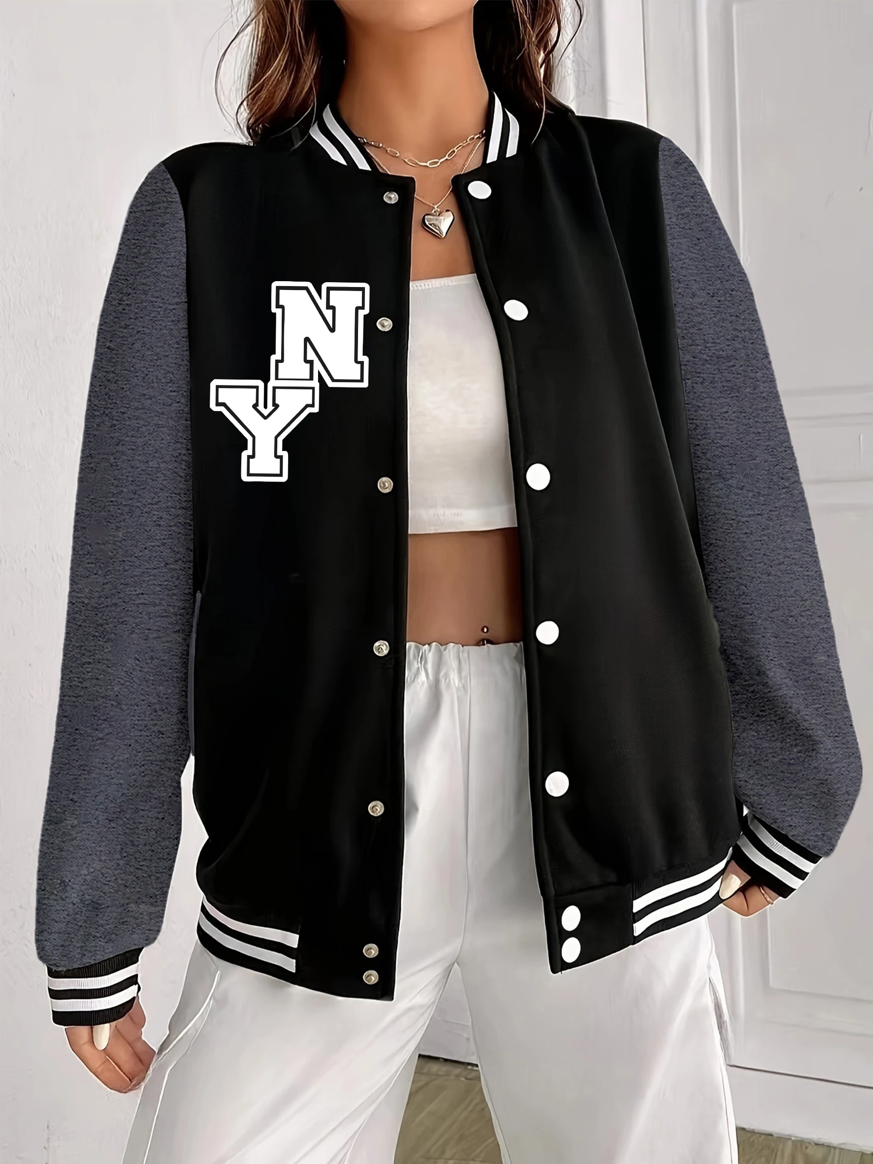 Бейсбольная форма New York City Art Word Prints, женская модная флисовая куртка Y2K, спортивная одежда, американская женская одежда больших размеров 
Бейсбольная форма New York City Art Word Prints, женская модная флисовая куртка Y2K, спортивная одежда, американская женская одежда больших размеров