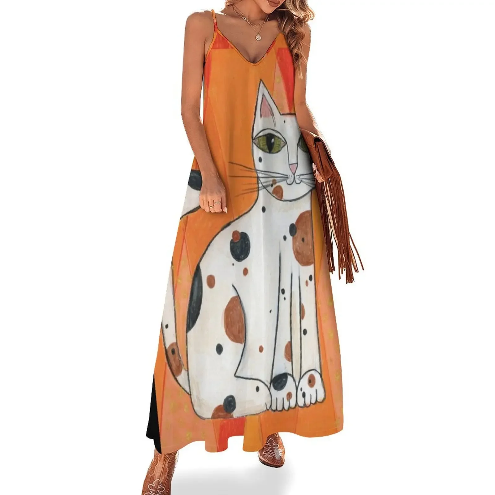 Mid-Century Modern Calico Cat on Orange Background Sleeveless Dress elegant and pretty women's dresses dress summer Dress
Mid-Century Modern Calico Cat on Orange Background Sleeveless Dress elegant and pretty women's dresses dress summer Dress