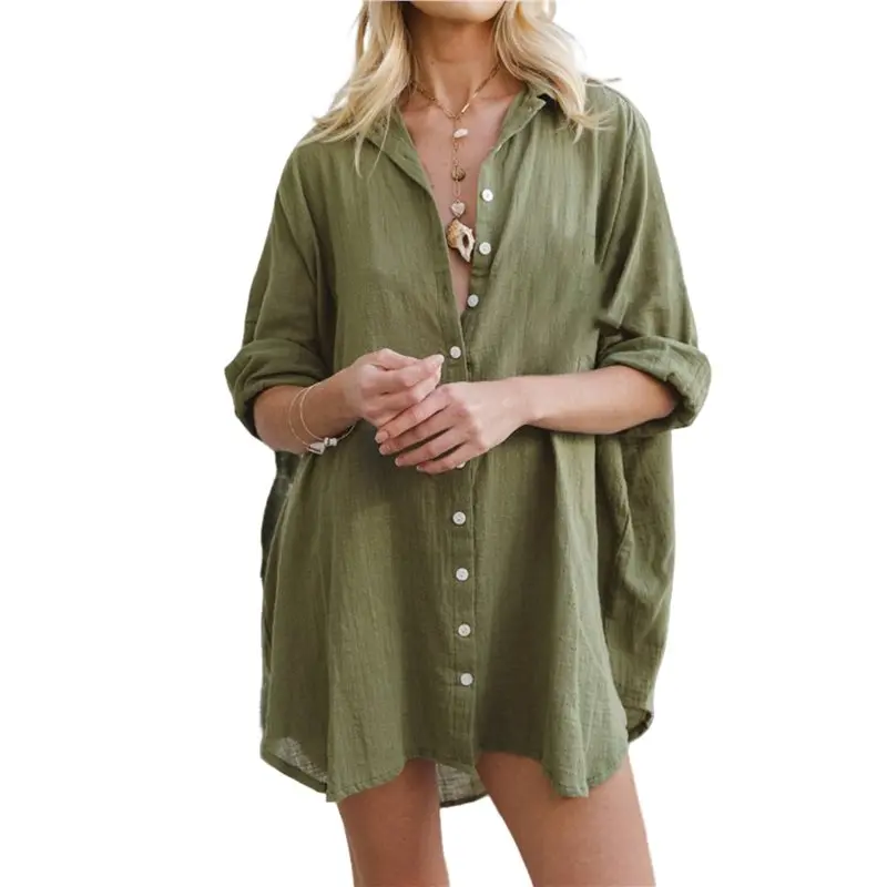 CYL-Женское свободное пляжное платье-накидка для купальника, рубашка-платье на пуговицах для пляжа
CYL-Женское свободное пляжное платье-накидка для купальника, рубашка-платье на пуговицах для пляжа
