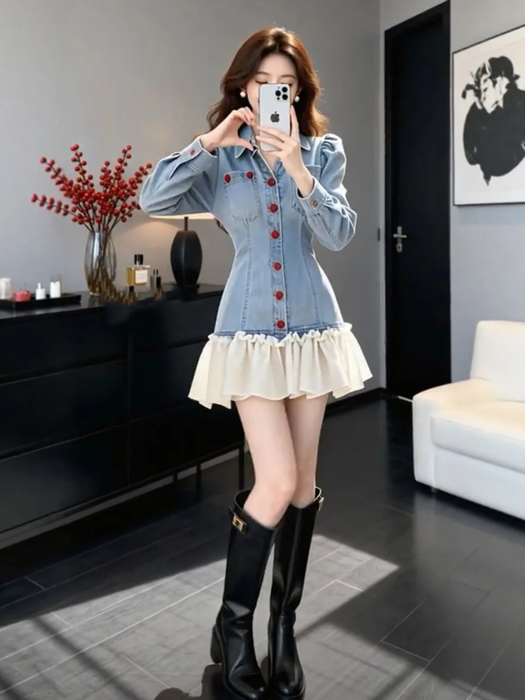 Американская ретро-юбка из денима с эффектом похудения, короткая, с высокой талией, на пуговицах, весенняя мода для невысоких женщин, элегантный стиль
Американская ретро-юбка из денима с эффектом похудения, короткая, с высокой талией, на пуговицах, весенняя мода для невысоких женщин, элегантный стиль