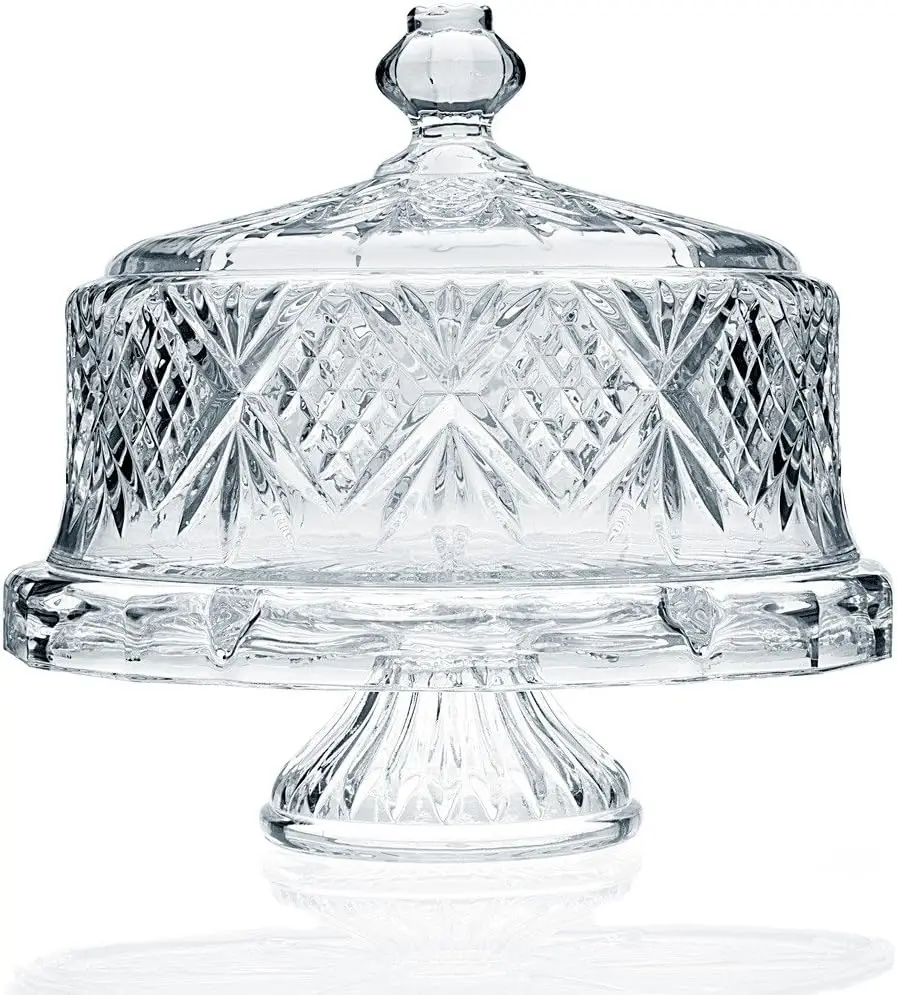 Elegant Crystal Cake Plate with Glass Dome Cover - 12.5" Diameter, Dishwasher Safe
Elegant Crystal Cake Plate with Glass Dome Cover - 12.5" Diameter, Dishwasher Safe