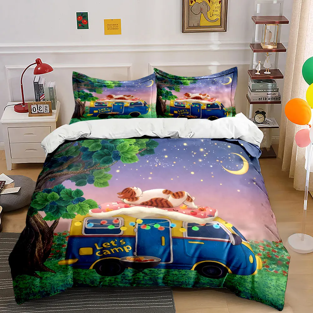 Camping Cat Van Decoration Set Soft Comfortable Duvet Cover Bedding Set Included 1*Duvet Cover & 2*Pillowcases, gift
Camping Cat Van Decoration Set Soft Comfortable Duvet Cover Bedding Set Included 1*Duvet Cover & 2*Pillowcases, gift