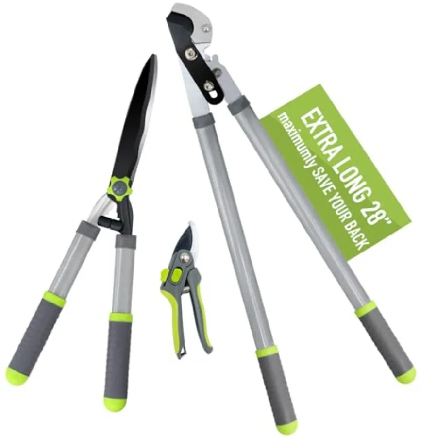 Garden Loppers Pruning Shears Updated 3PCS Hedge Clippers Combo Set Branch Cutter with Compound Action Chops Thick High Branch
Garden Loppers Pruning Shears Updated 3PCS Hedge Clippers Combo Set Branch Cutter with Compound Action Chops Thick High Branch