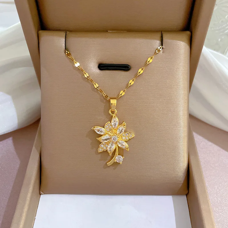 Titanium steel Luxury Stamens Full of Zircon Flower Pendant Necklace Design Versatile Ins Chain Jewelry
Titanium steel Luxury Stamens Full of Zircon Flower Pendant Necklace Design Versatile Ins Chain Jewelry