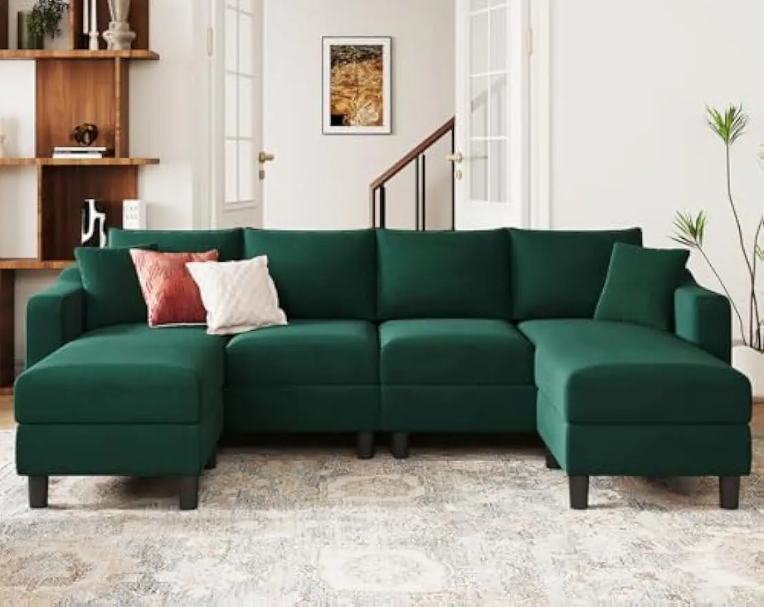 U Shaped Sectional Sofa Velvet Convertible Sofa with Reversible Chaises Sectional Couches with Ottomans for Living Room
U Shaped Sectional Sofa Velvet Convertible Sofa with Reversible Chaises Sectional Couches with Ottomans for Living Room