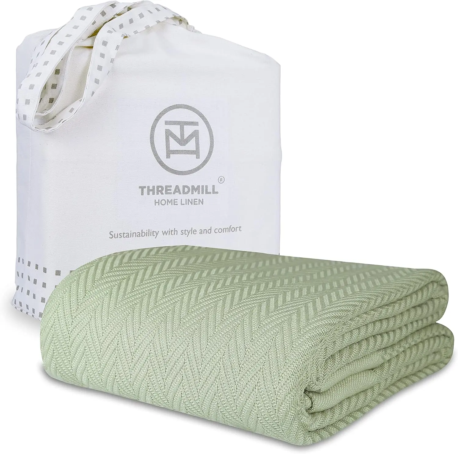 Luxury Cotton King Size Blanket, All-Season Cozy Herringbone Soft Thermal for California King Bed in Sage Green
Luxury Cotton King Size Blanket, All-Season Cozy Herringbone Soft Thermal for California King Bed in Sage Green
