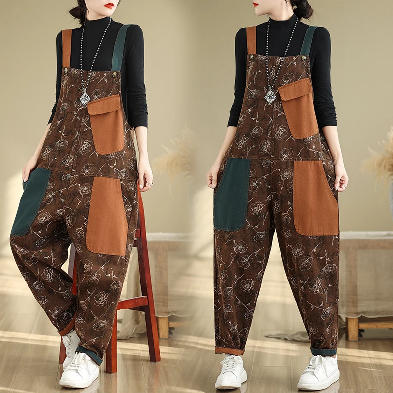 Faionable Large Size Denim Overalls Women's Autumn Winter Print Splicing Loose Casual Artistic Harlan Pants Women
Faionable Large Size Denim Overalls Women's Autumn Winter Print Splicing Loose Casual Artistic Harlan Pants Women