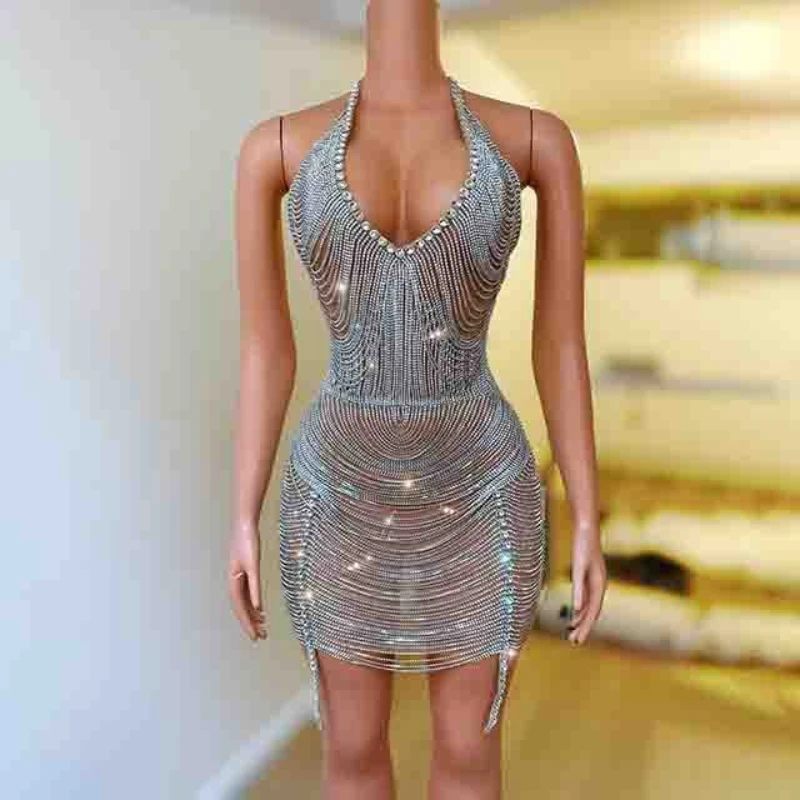 Diamond Birthday Costume Halter Low Cut Ling Fringed Miniskirt Prom Stage Suit Body Transparente Flecos Knie Lange Party Kleider
Diamond Birthday Costume Halter Low Cut Ling Fringed Miniskirt Prom Stage Suit Body Transparente Flecos Knie Lange Party Kleider