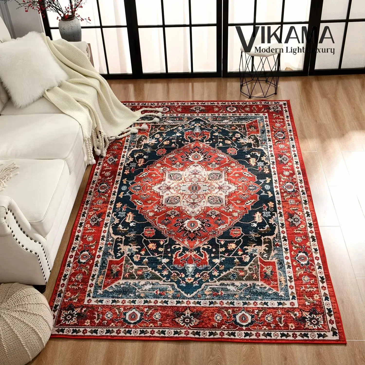 VIKAMA Retro Bohemian Loop-Pile Carpet for Living Room & Bedroom, Ultra-Thin, Durable, Stain-Resistant, Home Decor, Non-Slip
VIKAMA Retro Bohemian Loop-Pile Carpet for Living Room & Bedroom, Ultra-Thin, Durable, Stain-Resistant, Home Decor, Non-Slip