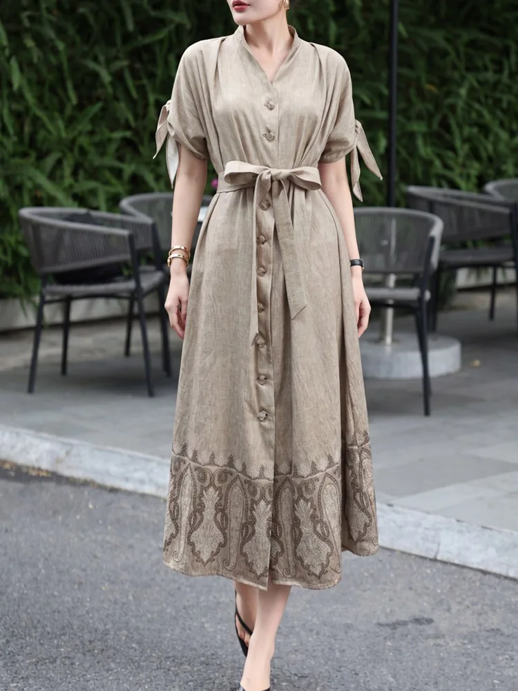JUNLINNA Fashion Women Vintage Dress V Neck Short Sleeve Single Breasted Party Evening Vestidos Midi Waist Sashes Slims
JUNLINNA Fashion Women Vintage Dress V Neck Short Sleeve Single Breasted Party Evening Vestidos Midi Waist Sashes Slims