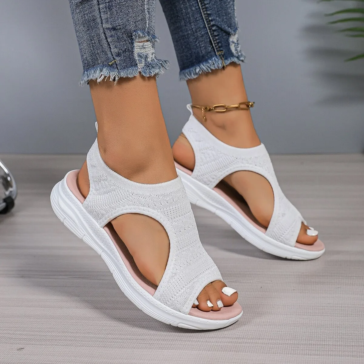 Comfortable Slip-On Sporty Wedge Sandals with Knit Upper, Lightweight & Versatile, Ideal for Errands, Travel and All-Day Comfort 21 S6c24df8e4fef4f2b9b9f983faff9ca7dX