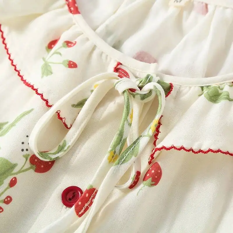 Spring And Autumn Countryside Style Doll Neck Girls' Pamas Set Cotton Double Layer Gauze Thin Casual Home Clothes
Spring And Autumn Countryside Style Doll Neck Girls' Pamas Set Cotton Double Layer Gauze Thin Casual Home Clothes