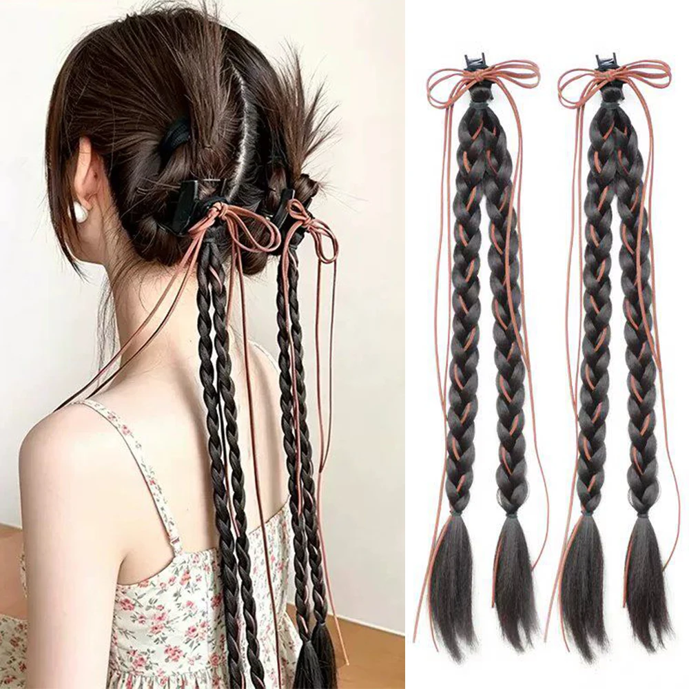 2Pcs Y2K Ribbon Bow Claw Clip Braided Ponytail Synthetic Hairpiece Heat Resistant For Women Daily Party Trendy Hair Accessories
2Pcs Y2K Ribbon Bow Claw Clip Braided Ponytail Synthetic Hairpiece Heat Resistant For Women Daily Party Trendy Hair Accessories
