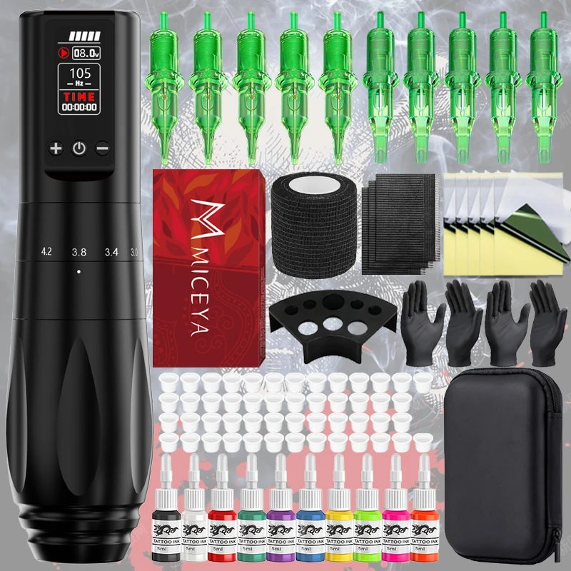 BIGWASP Wireless Tattoo Machine Kit Adjustable Stroke 2.0-4.2mm OLED Display 10pcs Mixed Cartridge Needles for Tattoo Artists
BIGWASP Wireless Tattoo Machine Kit Adjustable Stroke 2.0-4.2mm OLED Display 10pcs Mixed Cartridge Needles for Tattoo Artists