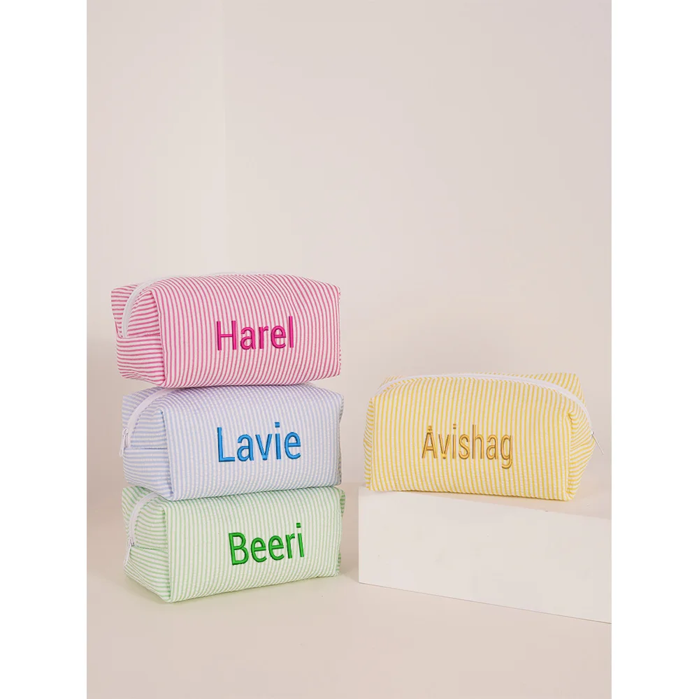 Personalized Striped Makeup Bag With Cotton Clip, Simple And Cute Girl Travel Wash Bag, Hand In Hand To Hold Storage Bag
Personalized Striped Makeup Bag With Cotton Clip, Simple And Cute Girl Travel Wash Bag, Hand In Hand To Hold Storage Bag