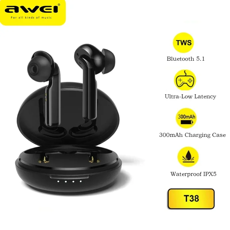 Awei T38 Bluetooth наушники TWS Беспроводная HIFI музыкальная гарнитура Спортивные наушники-вкладыши Игровые наушники 300 мАч с длительным режимом ожидания
Awei T38 Bluetooth наушники TWS Беспроводная HIFI музыкальная гарнитура Спортивные наушники-вкладыши Игровые наушники 300 мАч с длительным режимом ожидания