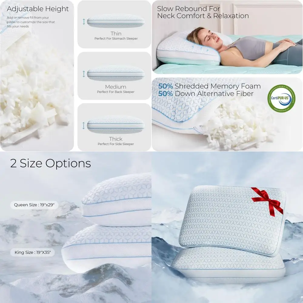 King Size Cooling Memory Foam Pillows Set for Hot Sleepers
King Size Cooling Memory Foam Pillows Set for Hot Sleepers