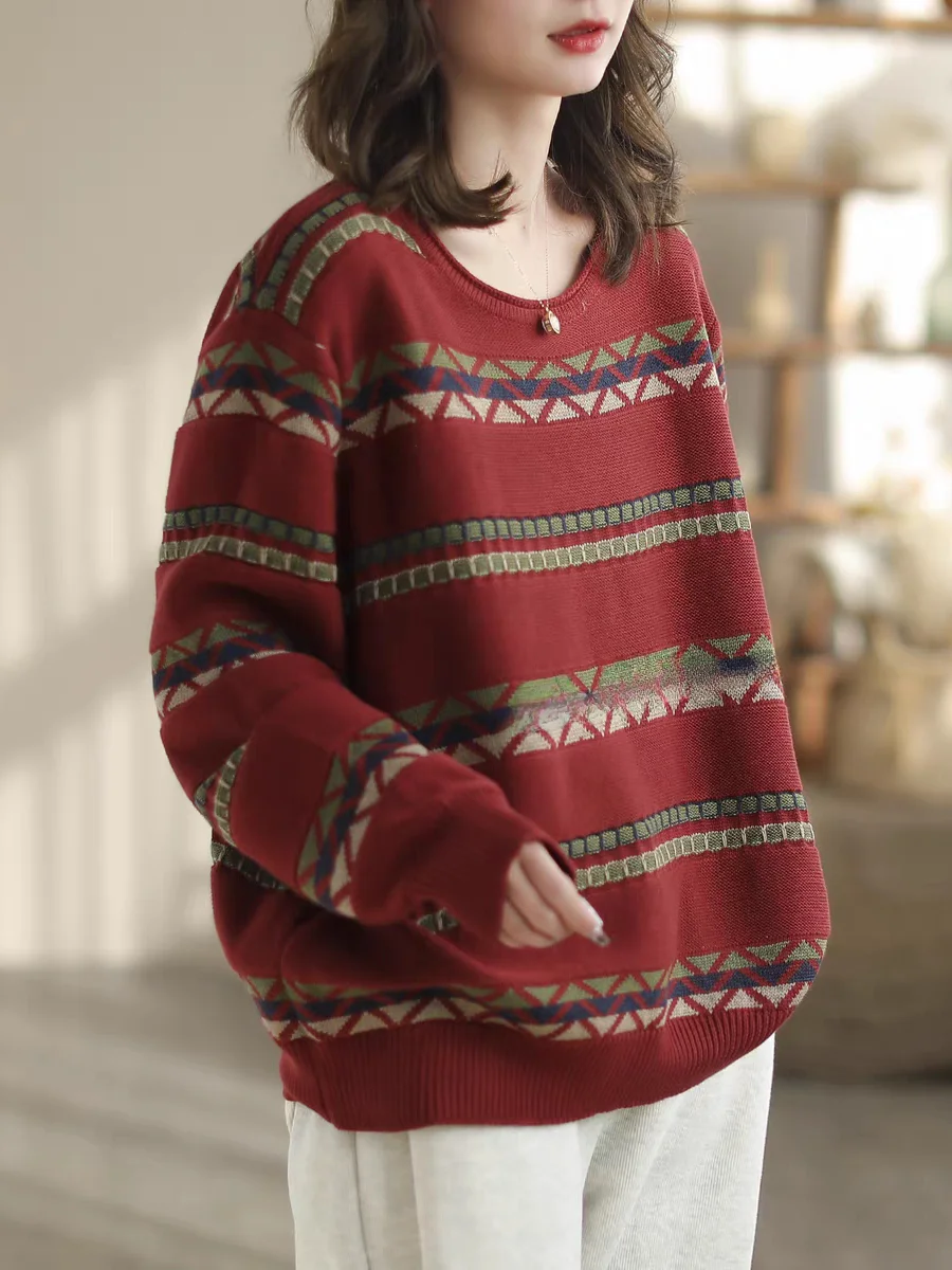 Retro Knitted Cotton Sweater Women Loose Slimming Autumn Winter Large Size Color Blo Overhead Knitted Base Layer Top
Retro Knitted Cotton Sweater Women Loose Slimming Autumn Winter Large Size Color Blo Overhead Knitted Base Layer Top