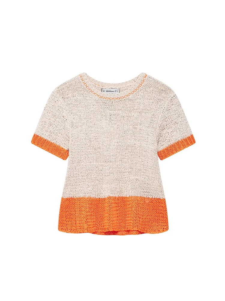 SIYANG Women Fashion Patchwork Knitted Cropped Pullover Sweater Vintage O-Neck Short Sleeves Female Chic Lady Tops
SIYANG Women Fashion Patchwork Knitted Cropped Pullover Sweater Vintage O-Neck Short Sleeves Female Chic Lady Tops